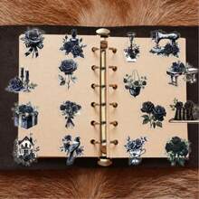 Cartoon Dark Rose Stickers 50pcs, Cartoon Dark Rose Graffiti Stickers For Water Bottles Luggage Cards Envelopes Scrapbook Laptop Party Decoration