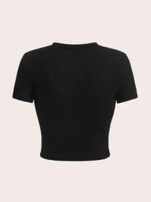Letter Printed Short T-Shirt, Y2K Spring And Summer Short-Sleeved Crop Top, Women's