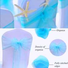 10pcs Voile Chair Back Decorative Ribbons, Organza Bowknot Chair Decorations, Suitable For Christmas, Halloween, Weddings, Parties, Outdoor Events, 18cm Wide, 275cm Long, DIY To Create Butterfly Shapes, Voile Sheer Fabric Chair Back Decorations For Festivals, Graduations, Party Backdrops, Gifts, Packaging