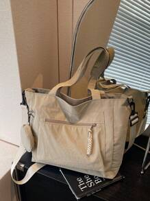 Bolso de lona grande con monedero 1 pieza Nuevo estilo universitario coreano Bolso escolar de estudiante de secundaria Bolso casual Bolso bandolera de hombro Bolso de lona Bolso cruzado, Bolso de mujer con monedero, Bolso escolar para compras, vacaciones, Bolso de mano con cremallera, Bolso escolar grande, Múltiples compartimentos, Perfecto para playa, escuela, trabajo y uso diario, Bolso escolar y mochila de estilo artístico para mujeres o estudiantes, Perfecto para libros, compras, vuelta al cole y talla grande