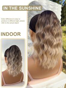 14-Inch Short Natural Wave Ombre Color Ponytail Hair Extensions, Heat-Resistant Synthetic Fiber, Suitable For Women To Wear For Parties And Daily Use - Brown Ombre - View 5