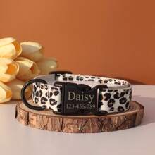 Customizable Leopard Print Dog Collar, Personalized With ID Name & Phone Number, Adjustable Pet Collar, Free Engraving, Suitable For Small, Medium & Large Dogs And Cats - Collar - View 6