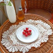 Rendas Trançadas Individuais, Jogos Americanos de Crochê Feitos à Mão, Toalha de Mesa de Renda Vazada, Toalha de Mesa Oval, Porta-copos de Renda Floral Vintage para Decoração da Sala de Estar, Mesa de Centro, Decoração Doméstica a Prova de Poeira, Melhores Presentes