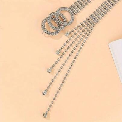 Catena da vita elegante per donna con cristalli e strass geometrici con 3 anelli, adatta per casual, feste, appuntamenti, tutto l'anno