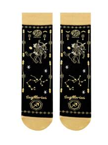 1 par de calcetines unisex personalizados con diseño de signos del zodiaco, calcetines casuales y lindos con estilo de monopatín hasta el tobillo, versátil para uso diario