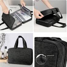 Large Capacity Toiletry Makeup Bag Cosmetic Storage Travel Hanging Washbag UK - Black - View 2