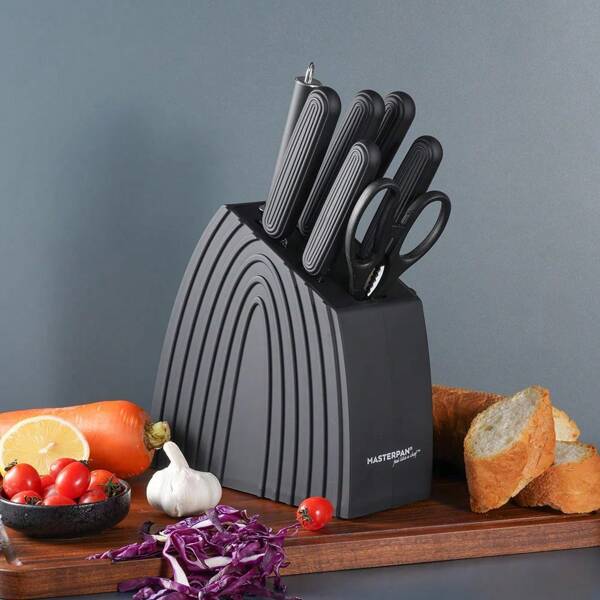 Juego de 8 cuchillos de cocina, cuchillos afilados de acero inoxidable para uso doméstico que incluyen cuchillos de cortar, hacha para carne, tijeras, duraderos y antioxidantes, con caja de regalo