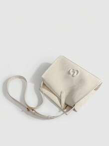 女士复古手提包，时尚小众品牌，优质材料，多功能，大容量，单肩包，腋下包，休闲斜挎包 - 米色 - 查看 5