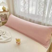 1 pièce Taie d'oreiller de couleur unie, nouvelle, douce et agréable pour la peau, housse de coussin double, couleur macaron, simple/double, taie d'oreiller de couple (intérieur non inclus), style Ins, convient pour toutes les saisons - Rose pâle - Voir 7