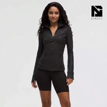 Lululemon Define Jacket Nulu Women's Lightweight, Full Zip Running Track Jacket-For Yoga Gym Running-Sweat-Wicking-Yoga-All Seasons Sport-Spring/Summer-Autumn/Winter-Mother's Day Gifts-Father's Day Gift - Leopard Daisy Emboss Black - 查看 2