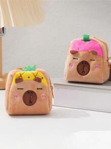 1pc Cartoon Capybara Bag Decoration, Backpack Accessories, Cute Coin Wallet, Keychain Pendant, Fruit Themed Small Bag, Suitable For Giving Small Gifts To Children On Birthdays And Holidays, Daily Storage Opening Red Envelope, Key Bag - Multicolor - View 10