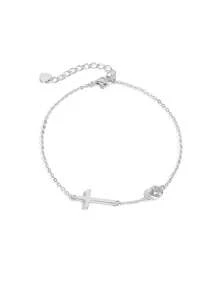 Bransoletka ze srebra próby 925 z 5 brylantami Moissanite o masie 0,3–1 ct, koniczynką szczęścia, krzyżem vintage, pojedynczą diamentową bransoletką miłosną, prezentem jubilerskim na urodziny, Walentynki, Ramadan, Dzień Matki