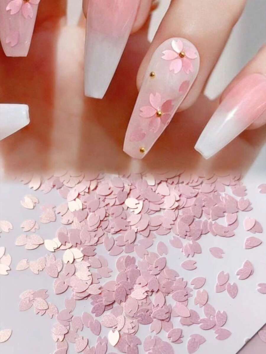1 Bag Of Cherry Blossom Sequins DIY Nail Art Decorations, Suitable For Spring Nails Charms Nails Supplies Nail Art