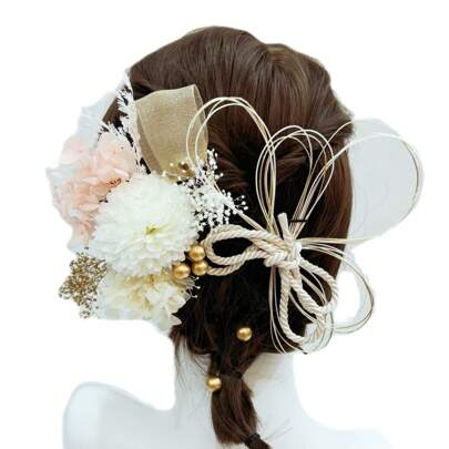 Water Fabric Bowknot Hairpin For Kimono And Yukata, 2 Colors: Pink And Purple