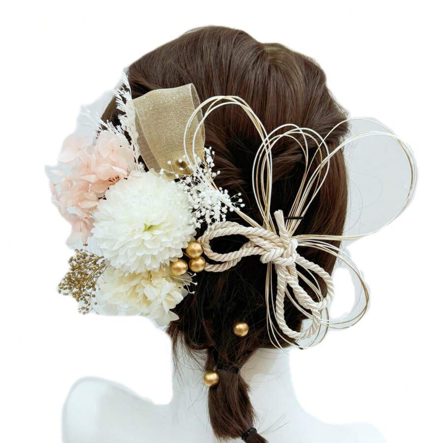 Imperdible de tela de agua con moño para kimono y yukata, 2 colores: rosa y morado