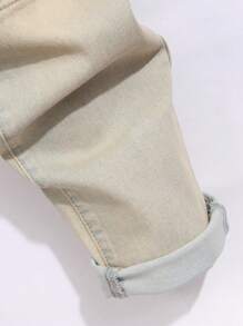 Men's Fashion Patchwork Biker Skinny Jeans - Champagne - View 6