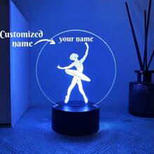 1pc Personalizado 3D Bailarina Luz Noturna Lâmpada Com Nome Personalizado, Amante Da Dança Do Balé Presente Comemorativo, Iluminação Decorativa Atmosfera