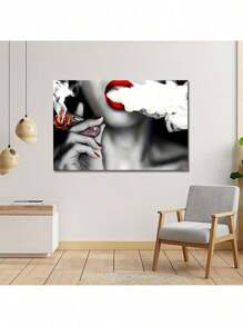 1 Pc The Lover's Room Is Decorated With Smoking Sexy Women Wooden Framed Canvas Painting -  Thickness 2.25cm/0.9inch,Home Gift Decoration, Room Decoration Aesthetic, Wall Decoration Art, Perfect Gift, Autumn And Winter Wall Decoration, Living Room Decoration, Bedroom Decoration, Kitchen Decoration, Entry Decoration, Bathroom Decoration, Direct Wall Painting, High Quality Wall Painting Poster