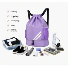 2025 New Personalized Custom Name Drawstring Double Shoulder Swim Bag Portable Rope Backpack Fitness Sports Pool Beach Equipment, Multifunction, Versatile, Large Capacity, Lightweight, Functional, Practical, All-Purpose, Colorful, Personalized, Unique, Customized - Multicolor - View 7