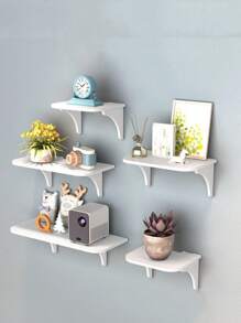 1pc Router Wall Mounted Shelf Bracket, No-Drill Storage Holder For Projector, Set-Top Box, WiFi, Smartphone, Tablet, Wall Mounted Charging Bracket For Bathroom, Bedside, Speaker, Figurine Shelf - White - View 1