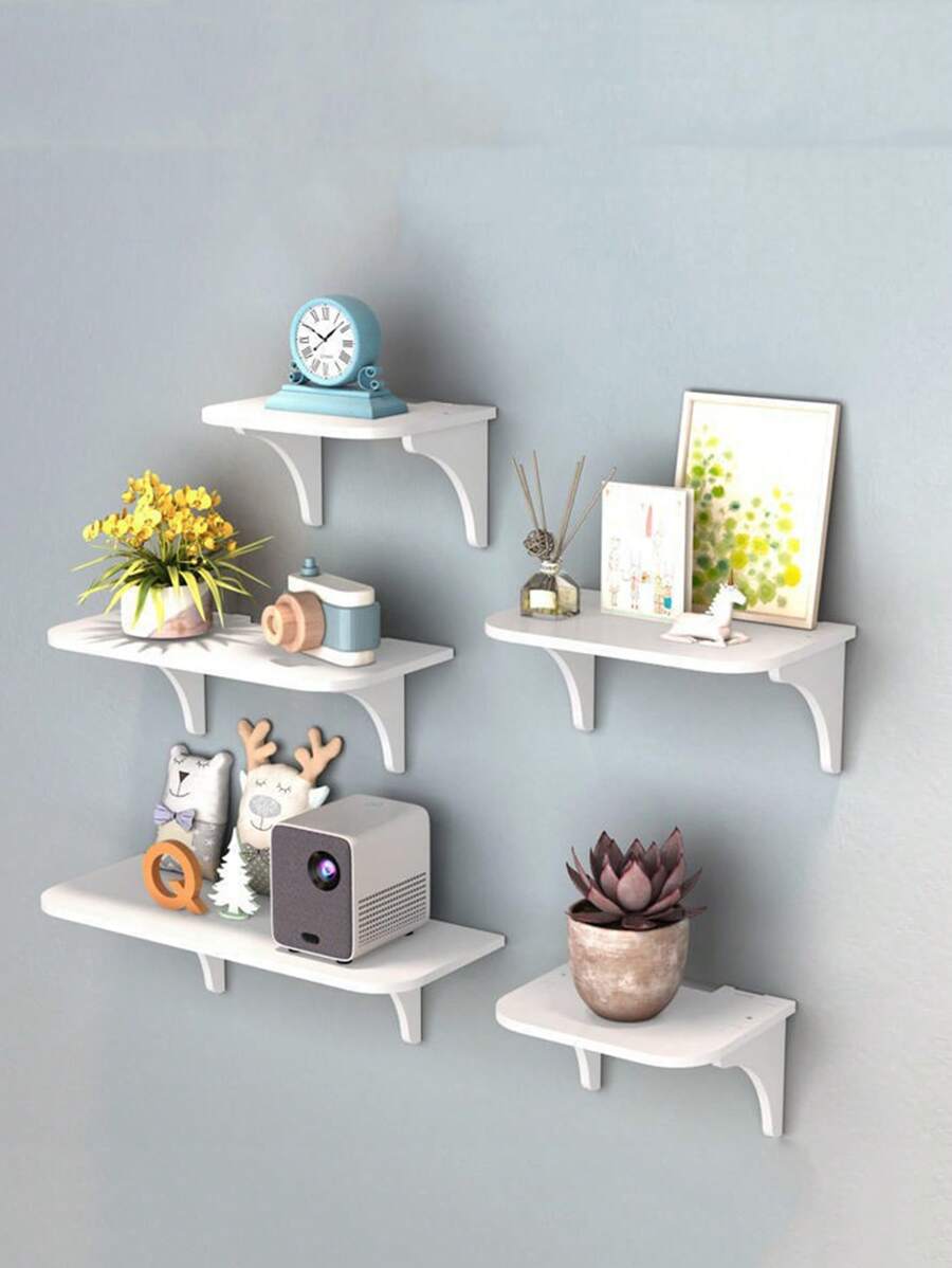 1pc Router Wall Mounted Shelf Bracket, No-Drill Storage Holder For Projector, Set-Top Box, WiFi, Smartphone, Tablet, Wall Mounted Charging Bracket For Bathroom, Bedside, Speaker, Figurine Shelf - White - View 1