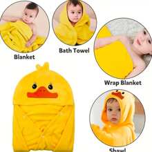 1 Stück Kinder Korallenfleece Kapuzenmantel Bademantel, Cartoon Design weiches saugfähiges Schwimmponcho