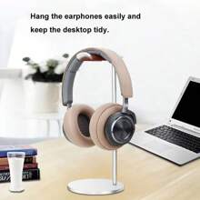 Curved Aluminum Headphone Stand Rack Sturdy Metal Gaming Headset Earphone Holder Hanger With Solid Base For Table Desk Display For Office, Dorm And Home Use