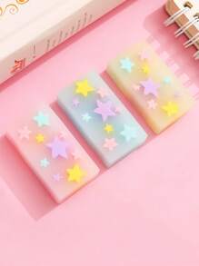 3pcs Star Eraser Clear High Light Color Less-Dust For Pencil Cleaning Stationery School Back To School - Multicolor - View 3