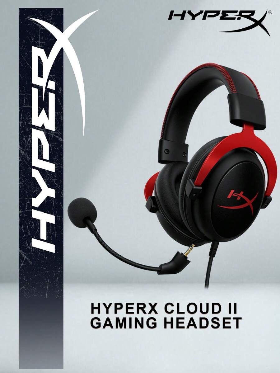 原装 HyperX Cloud II 游戏线控耳机，带 HiFi 7.1 环绕声麦克风，游戏耳机，适用于 PC