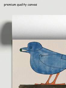 動物復古復古藍鳥帆布印刷海報，懷舊古典牆藝術客廳家居裝飾（無框） - 米色 - 查看 3
