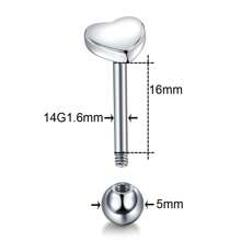 1-5pcs 14G Personalized Steel Heart Nipple Tongue Nail Piercings Stud Lip Piercing Body Jewelry For Men Women Fashion Accessories