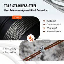 316 Or 304 Stainless Steel Cable, 100-500FT Stainless Steel Wire Rope Of 5/32" Or 1/4" Or 1/8" Or 3/16" Diameter And 1x19 Or 7x19 Or 7x19 Construction, 3300-4700 LBS Breaking Strength Steel Cable For Deck Rail String Lights Hanging Porch Fence DIY Baluster - 316 Steel Wire Rope Cable, 3/16", 1x19, 500 Ft - View 3