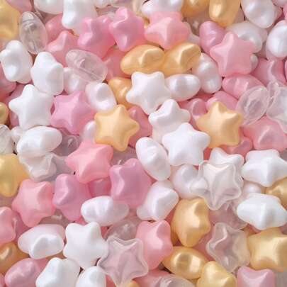 50个星形球池球，海洋球，适用于球池，室内/室外儿童家庭玩具，抗压彩色海洋球，适用于婴儿或幼儿球池，水浴玩具，房间和派对装饰，塑料球，是游泳池和派对的理想选择。