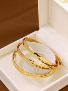 1/3/6件套简约经典几何棱柱金色开口手链，女士日常佩戴，精致珠宝礼品，不含包装盒 - 6M - 查看 4