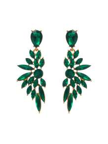 1 par de Pendientes de lujo con diseño de ala larga y cristales, de forma de hoja hueca, exquisitos para fiestas de alta gama, de estilo europeo y americano