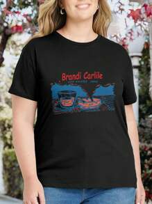 Brandi Carlile Vintage Oversize Women T-Shirt Dreampop Indiepop IndiRock Artist Band Big Size Women's Tee For Women Plus Sizes - Black - View 1