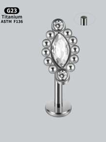 1PC Horse Eye Marquise Zirconia Pave Labret Lip Stud Cartilage Hoops Earring Titanium Alloy Internal Thread Arc Water Drop Piercing HelixTragus Lobe Ear Stud Unisex - Titanium Color - View 14