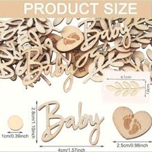 70pcs Rustic Wooden Shower Confetti Set - Engraved Table Scatters In Assorted Shapes & Sizes, Perfect For Gender Reveal & Celebration Decorations, Shower Decorations - Multicolor - View 3