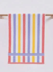 QIBHI 1pc Colorful Striped Bath Towel/Bathroom Towel,Absorbent Face Towel, Suitable For Home, Hotel, Bathroom, Pool, Gym, Beach Holiday Bathroom Decor Fall Decor Back To School