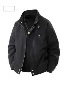 Men's Spring New Retro Baseball Jacket Short Casual Jacket Top Work Jacket - Black - View 3