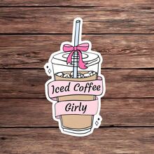 1 件冰咖啡贴纸 - 可爱美观粉色蝴蝶结乙烯基贴花，适用于笔记本电脑、水瓶、手机壳等 - 适合女孩和时尚爱好者的少女咖啡爱好者礼物（3 英寸防水） - 彩色 - 查看 11