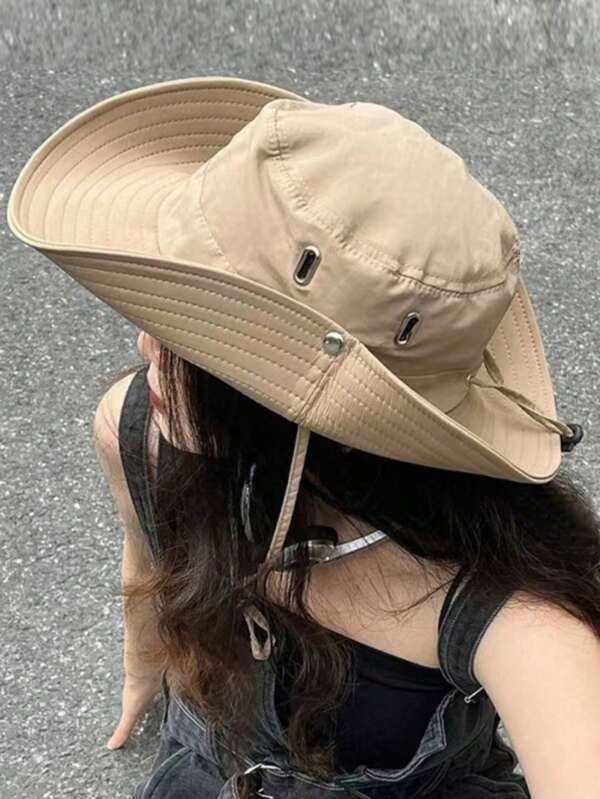 1pc Casual Foldable Sun Hat, Summer Travel Fishing Hiking Bucket Hat, Unisex UV Protection, Suitable For Summer