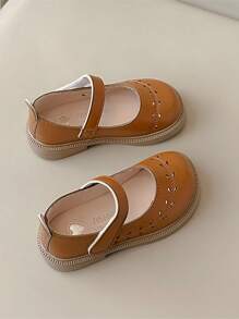 Children Princess Shoes, New Spring Autumn Girls Baby Soft Bottom Closed Toe Shoes, Hook-And-Loop Korean Version Flat Shoes