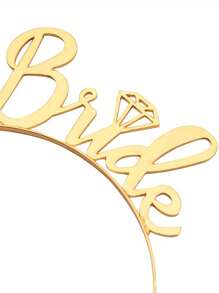 Set de 3 piezas para la novia: Banda para la novia, diadema/tiara y velo hasta los hombros, accesorios para despedida de soltera y decoración para la ducha nupcial (color dorado)