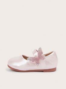1 paar peuter/baby kinderen imitatie leren dubbele strik versierde ronde neus flats, zachte zool, mode, veelzijdig, geschikt voor lente, zomer, herfst