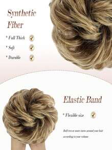 1pc Synthetic Hair Bun Extensions Messy Curly Elastic Hair Scrunchies Hairpieces Synthetic Chignon Donut Updo Hair Pieces For Women - Multicolor - View 5