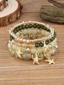4pcs Bohemian Style Jewelry Set, Ocean Starfish Pendant Multi-Layer Beaded Bracelet For Daily Wear - Bohemia - View 21