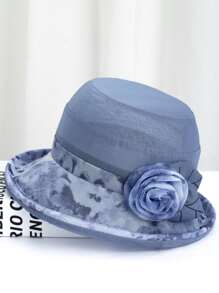 1pc Camellia Flower Casual Elegant Embellished Bucket Hat, Breathable Sun Protection For Spring, Summer & Autumn - Multicolor - View 9