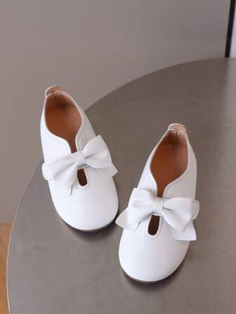1 paire de ballerines confortables avec décorations en nœud papillon en PU et fermeture , convient pour le port quotidien, toutes saisons