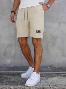 Men's Lightweight Drawstring Sports Shorts, Breathable Quick-Dry, Suitable For Summer Beach And Golf, Slightly Elastic, Solid Color Pockets